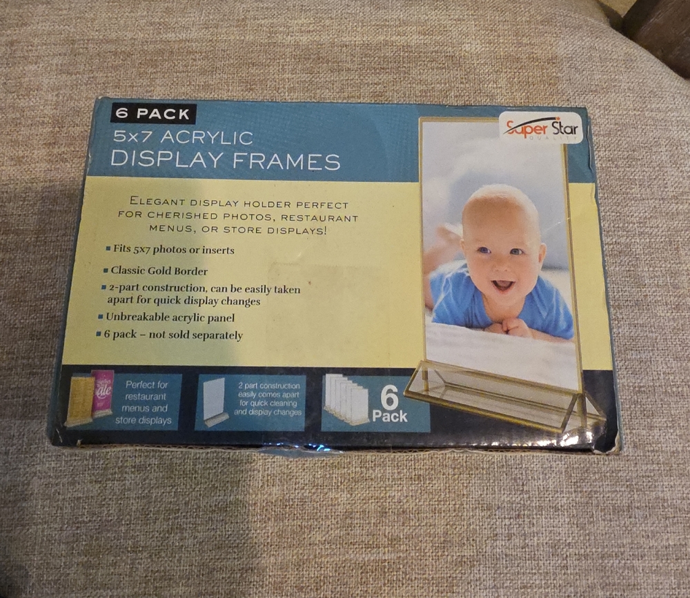 Super Star 5x7 Acrylic Display Frames - 6 Pack